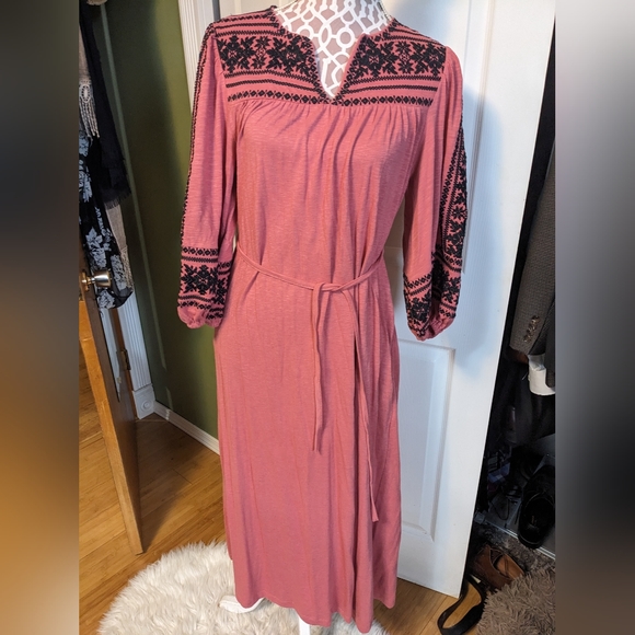 Boden boho embroidered jersey midi dress - Picture 1 of 9